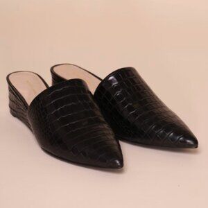 Intentionally Blank Taft Lizard Croc Alligator Leather Mule Wedge Pointed Toe 39
